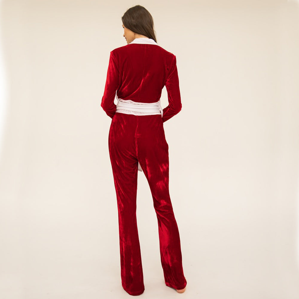 Lily Jumpsuit - Red / White