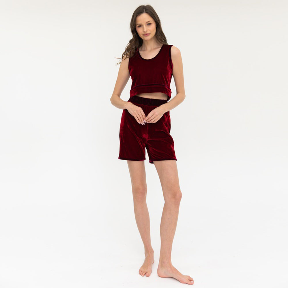 Candi Tank Top & Short Set - Claret