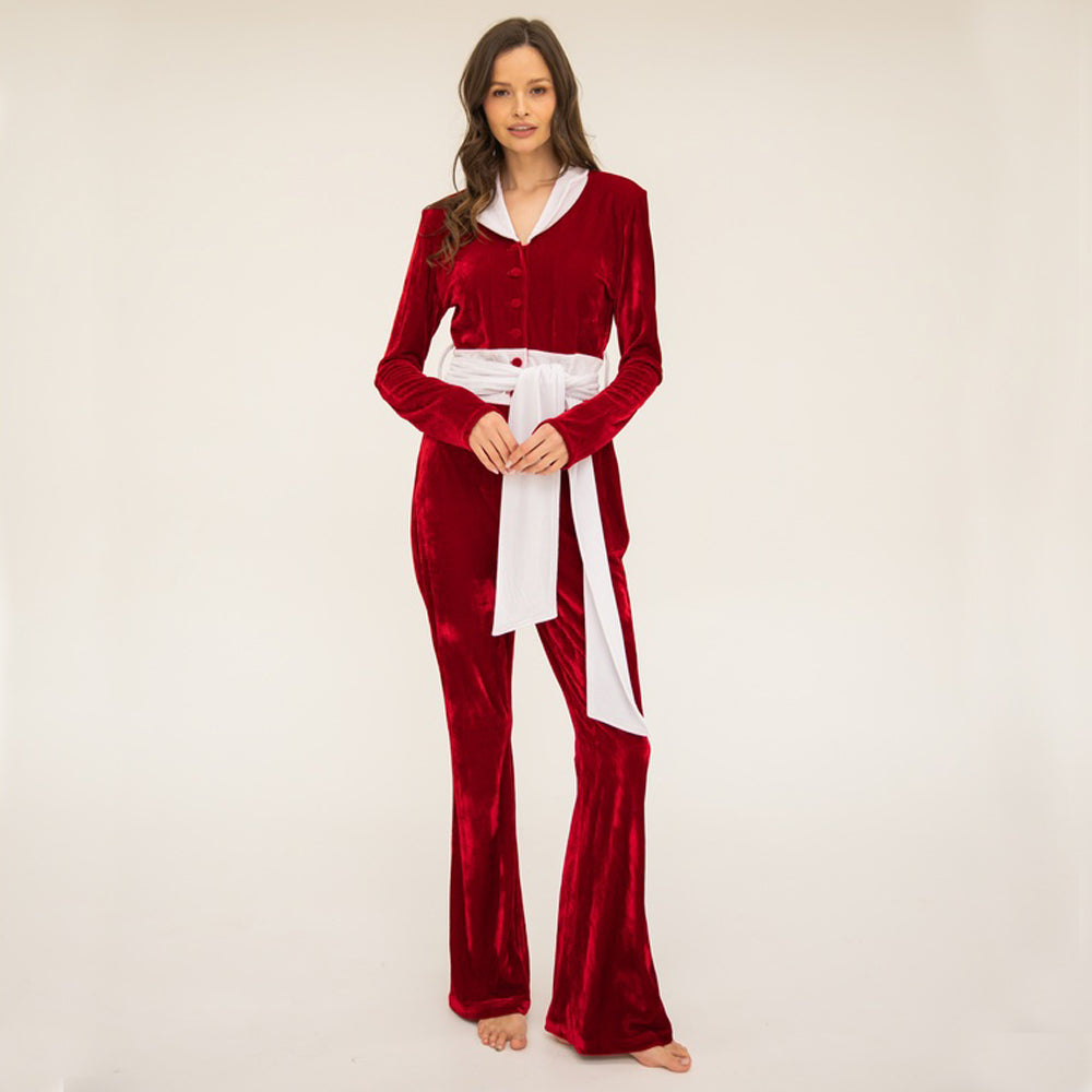 Lily Jumpsuit - Red / White