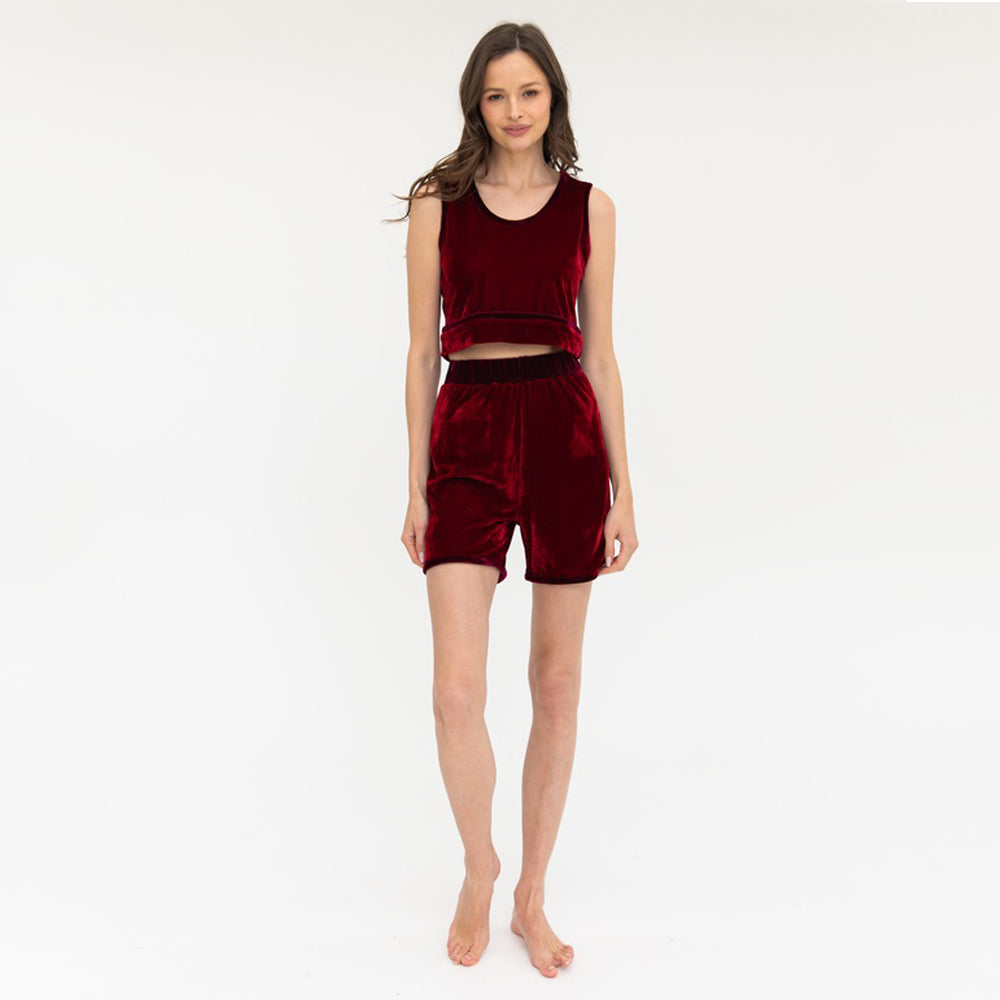 Candi Tank Top & Short Set - Claret
