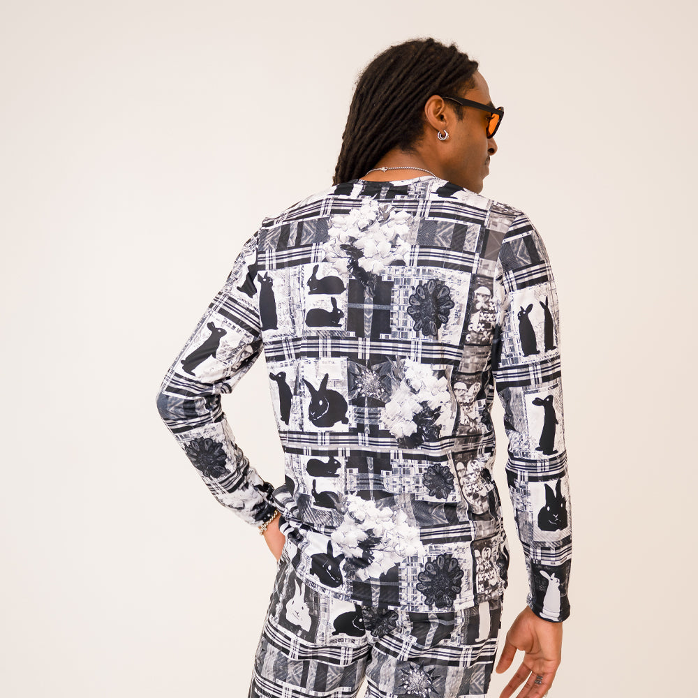 Long Sleeve T-Shirt - Black / White Rabbit