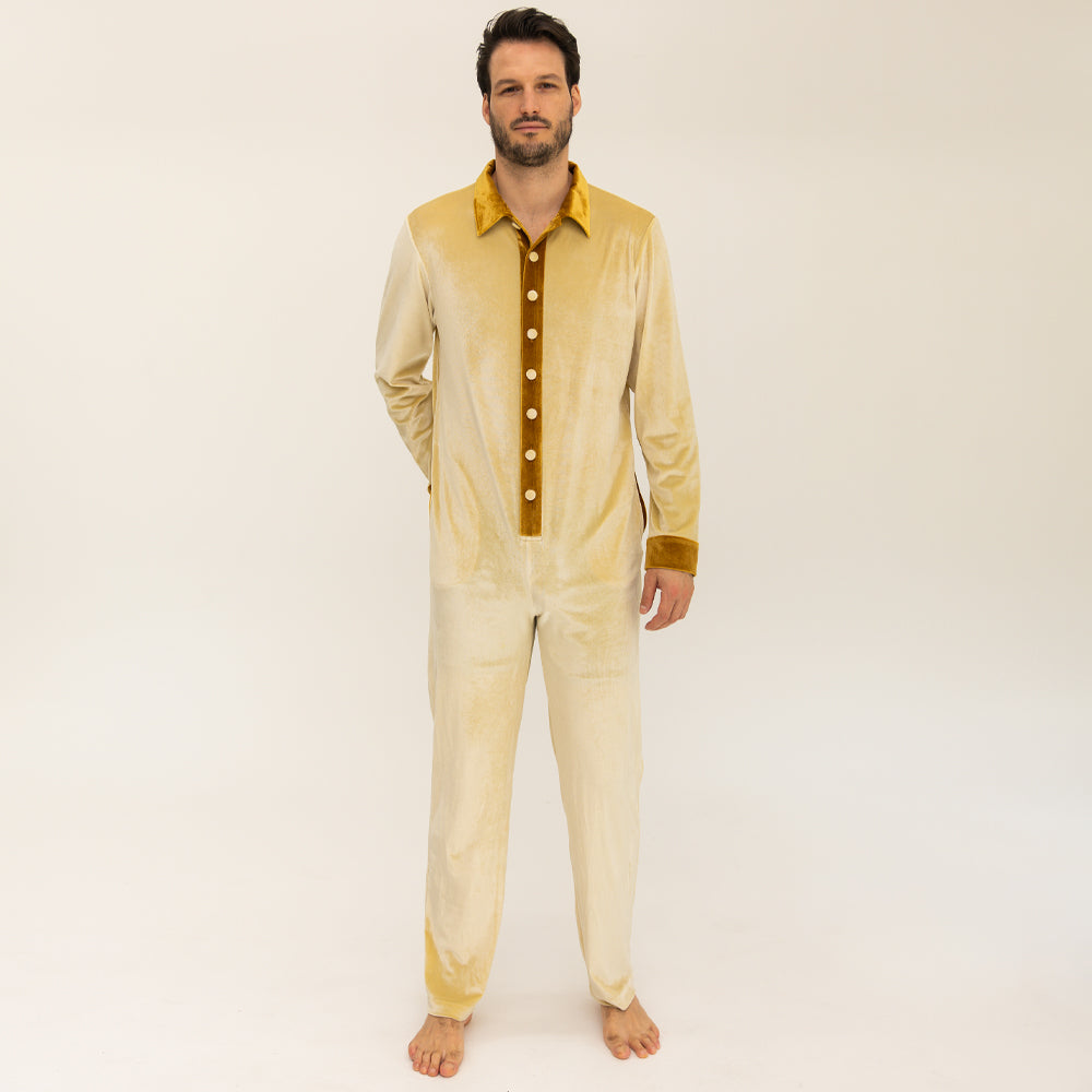 Aviator Jumpsuit - Gold / Brown