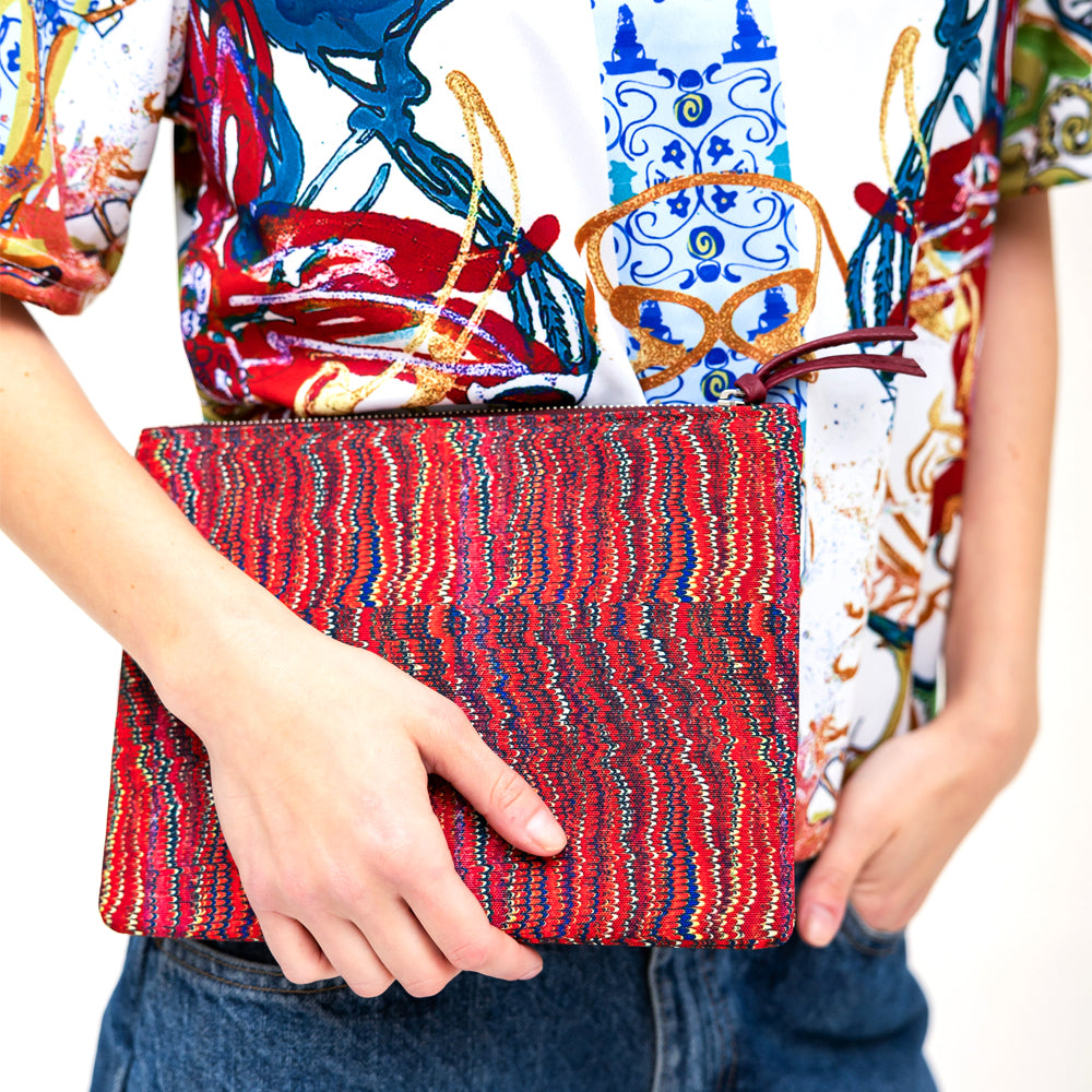 Zip Pouch - Red Marbled