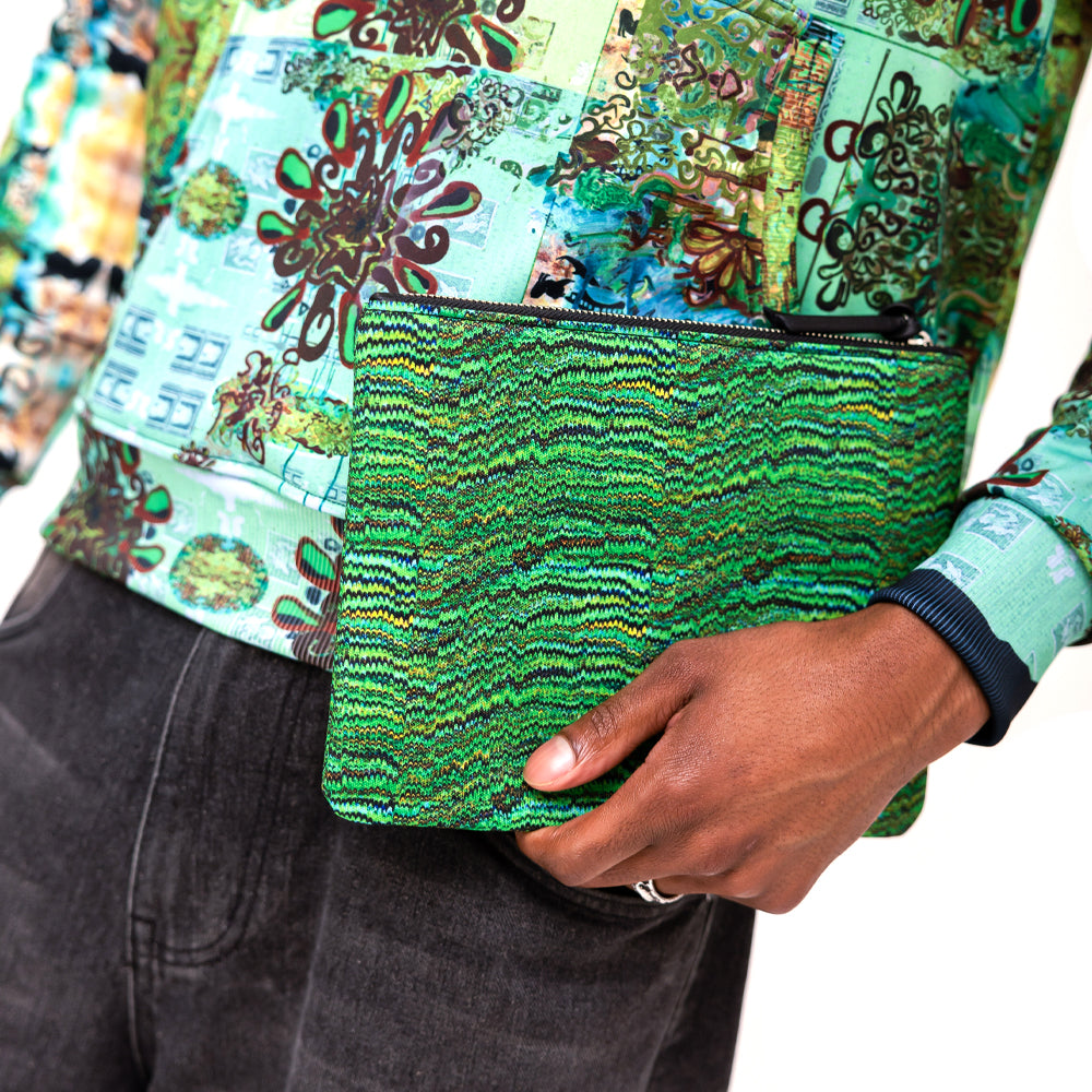 Zip Pouch - Green Marbled