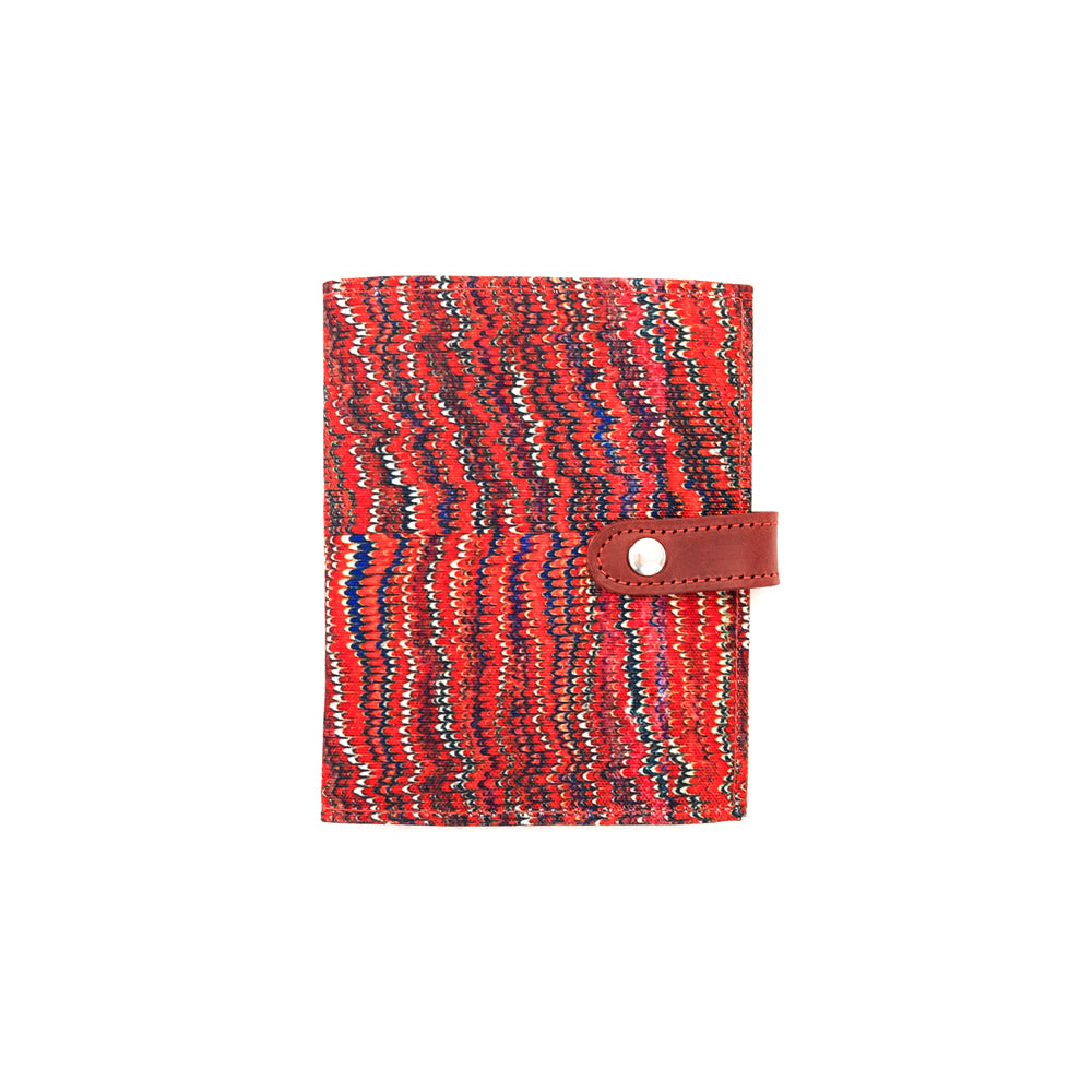 Passport Holder w/ Snap Closure - Red Marbled