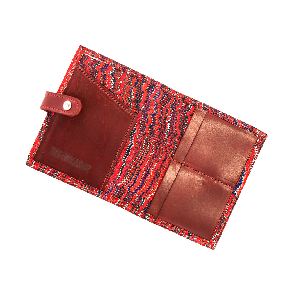 Passport Holder w/ Snap Closure - Red Marbled
