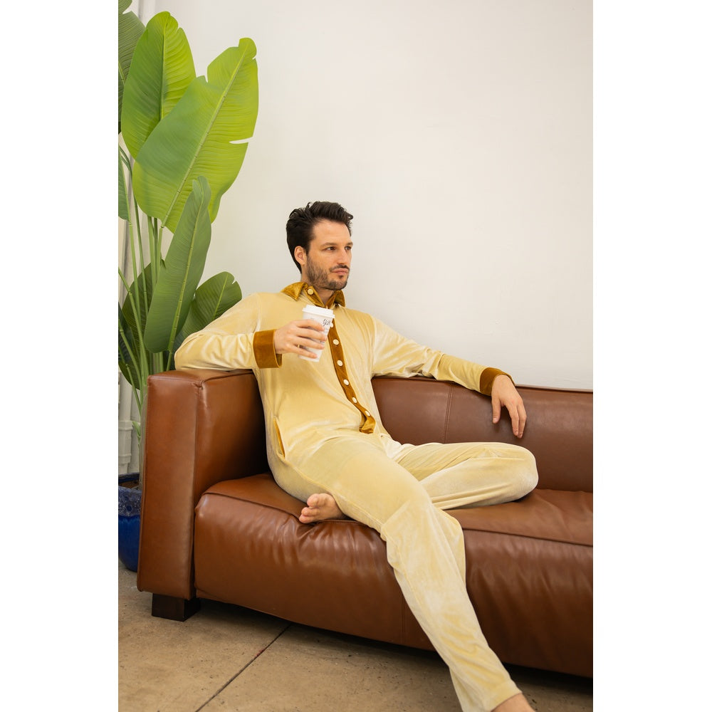 Aviator Jumpsuit - Gold / Brown