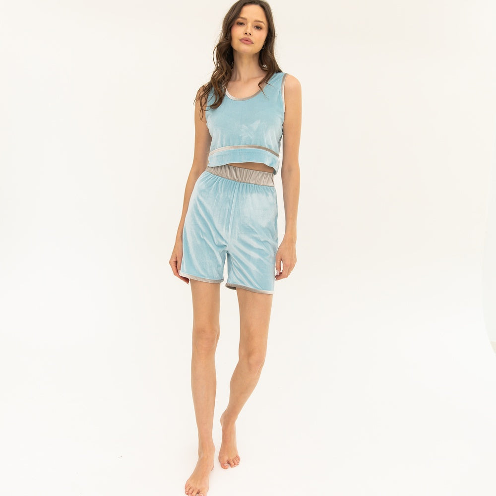 Candi Tank Top & Short Set - Ice Blue