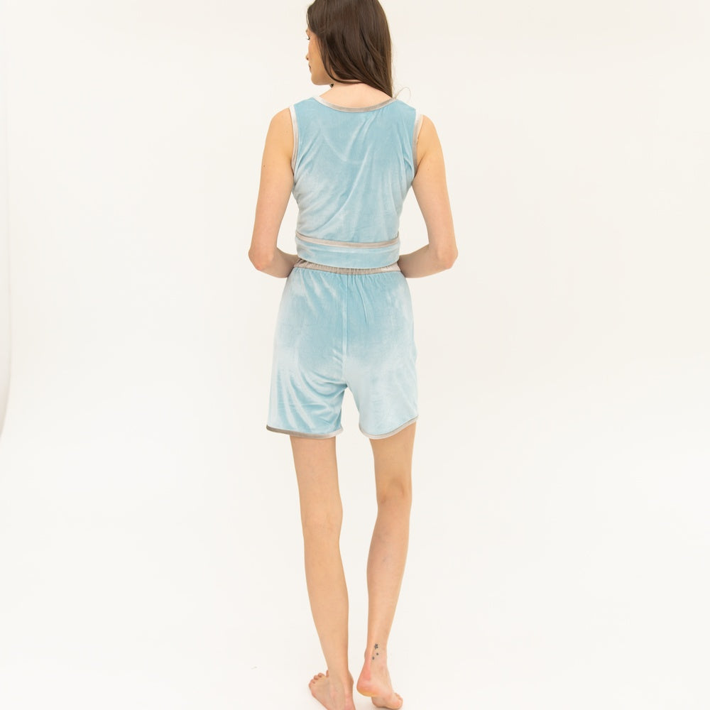 Candi Tank Top & Short Set - Ice Blue