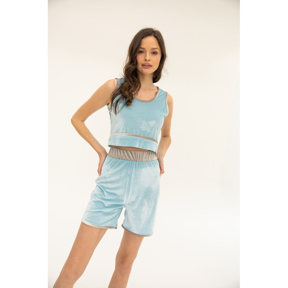 Candi Tank Top & Short Set - Ice Blue