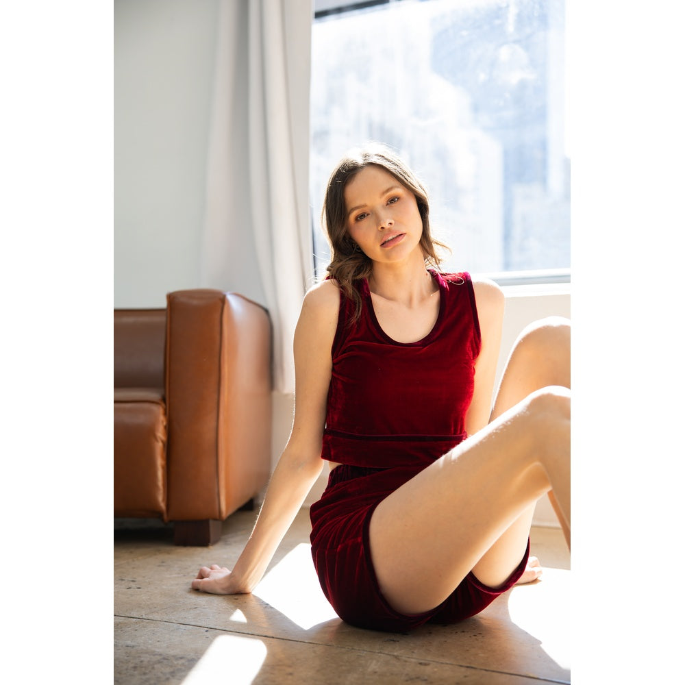 Candi Tank Top & Short Set - Claret